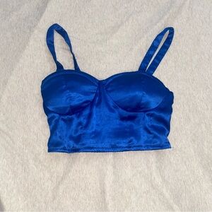 Satin Blue Crop Top